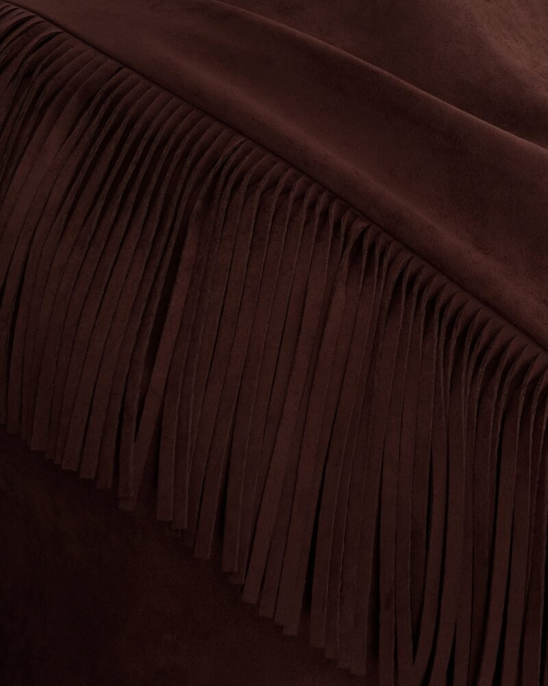 Ariana Asymmetric Fringe Sueded Top - Burgundy - Image 6