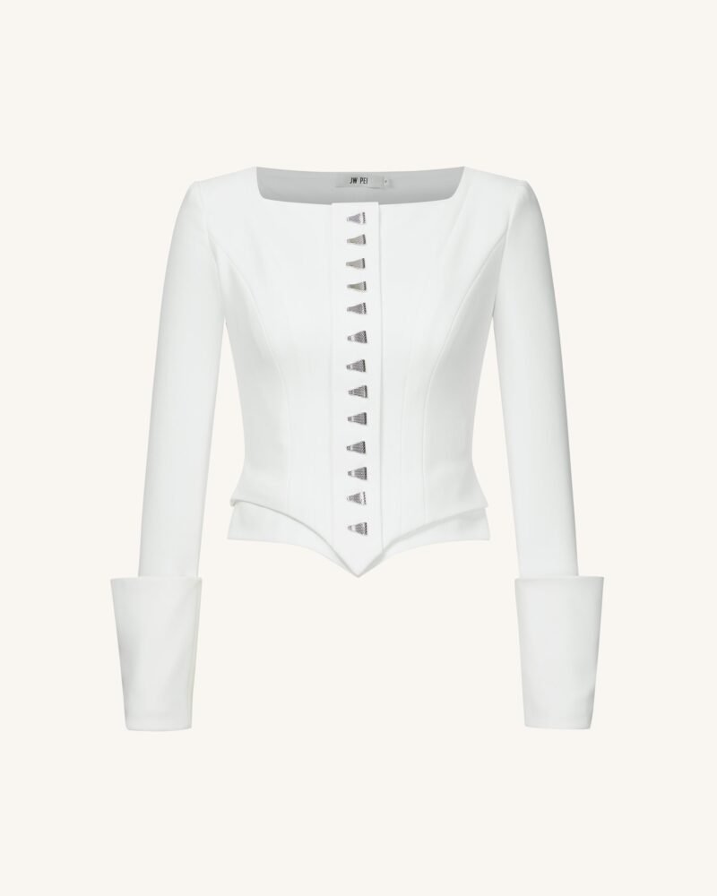 Lydia Corset-Inspired Blazer - White - Image 4