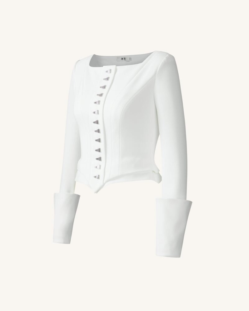 Lydia Corset-Inspired Blazer - White - Image 5