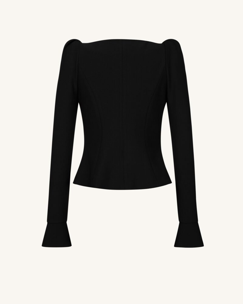 Olivia Puff Shoulder Blazer - Black - Image 5
