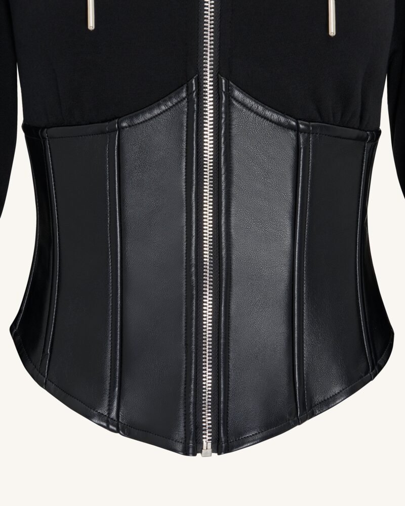 Valentina Structured Corset Hoodie - Black - Image 5