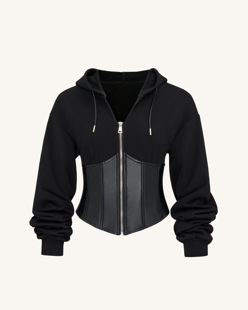Valentina Structured Corset Hoodie - Black - Image 3