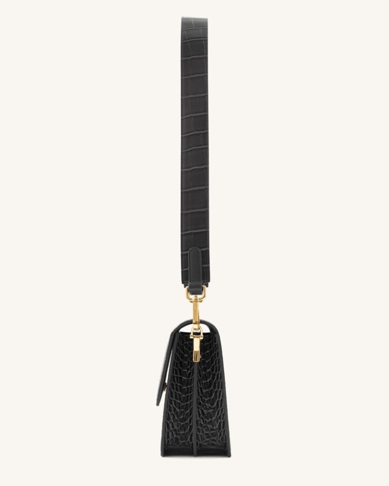 Mini Flap Crossbody - Black Croc - Image 4