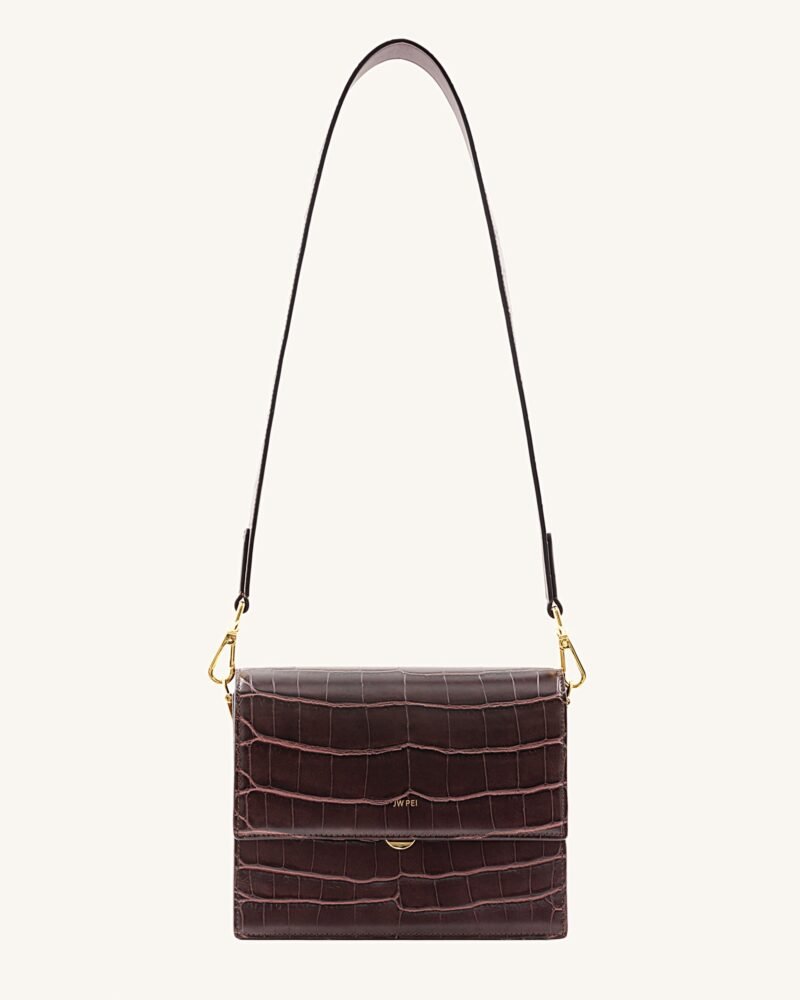 Mini Flap Crossbody - Brown Croc - Image 3