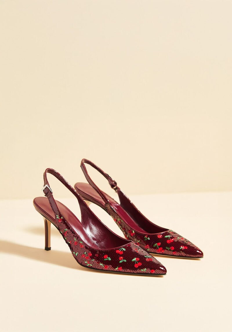 Lila Cherry Slingback Pumps – Claret - Image 1