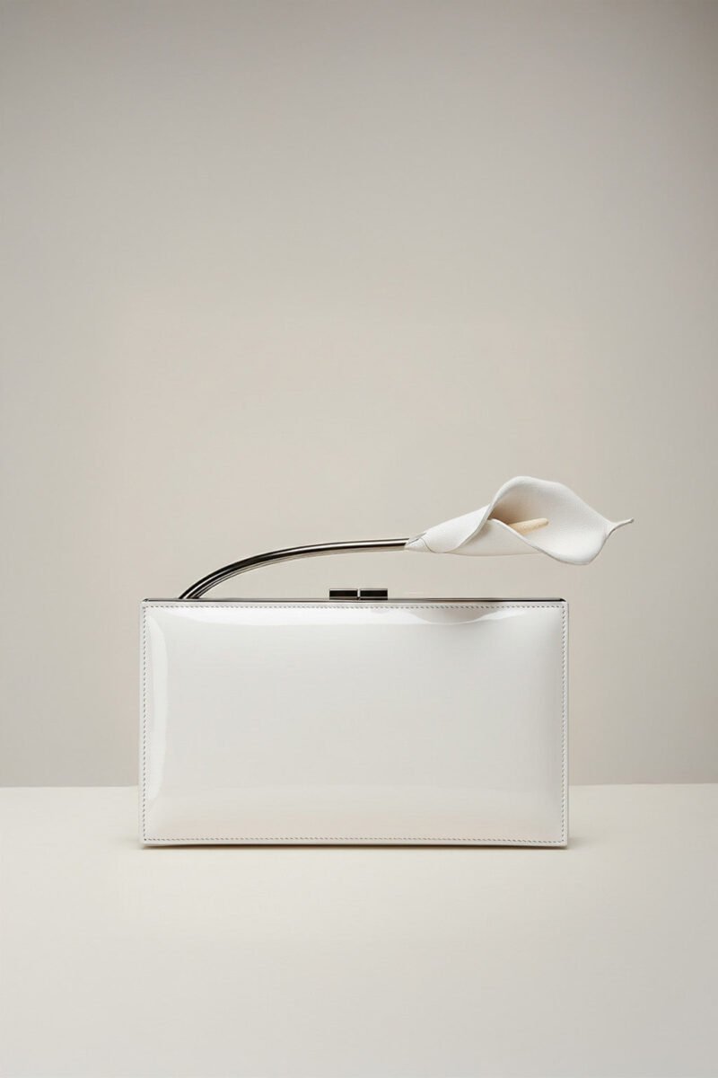 Lily Bloom Metal Handle Clutch - White - Image 1