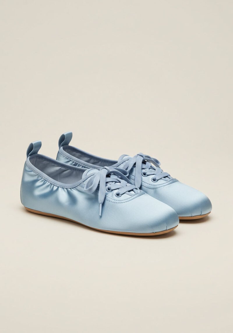 Sophie Lace-Up Flats – Blue - Image 1