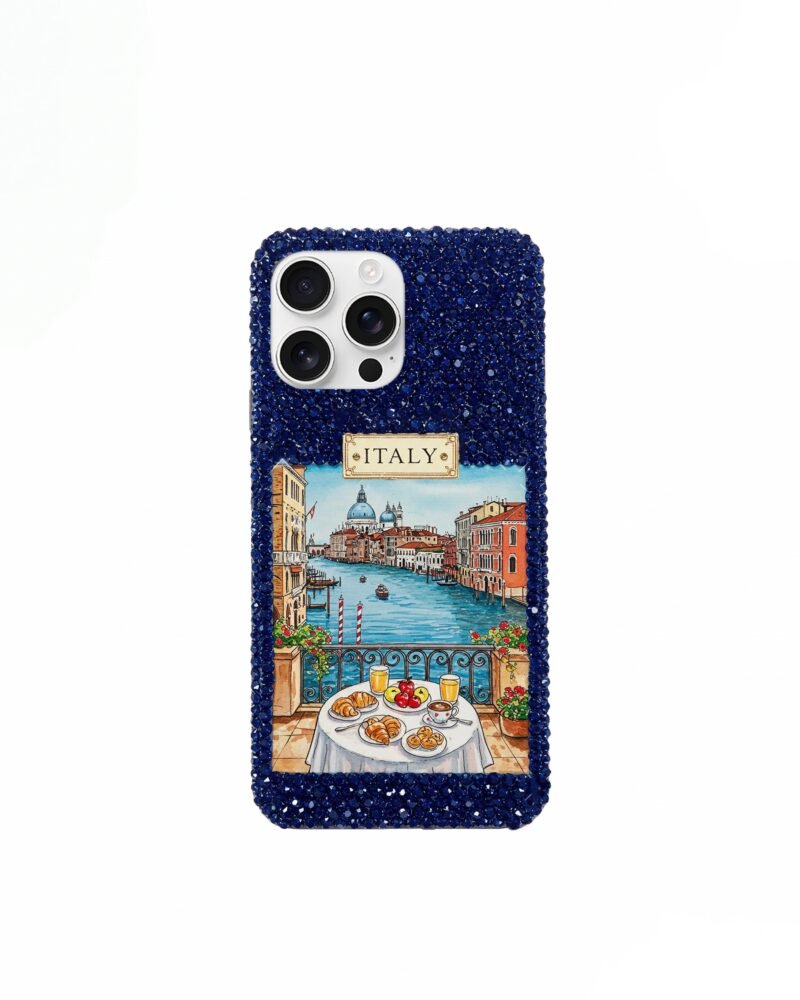 Italy Breakfast View Phone Case – Blue - Image 1