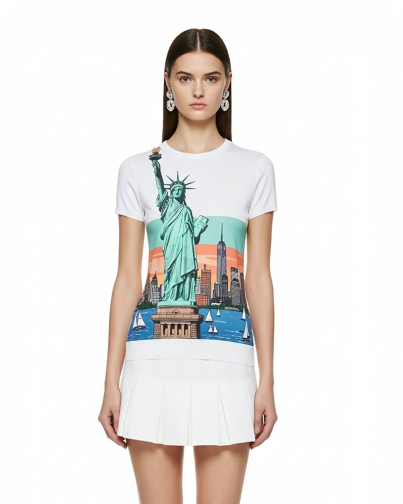 Statue Print Graphic T-Shirt – White - Image 1
