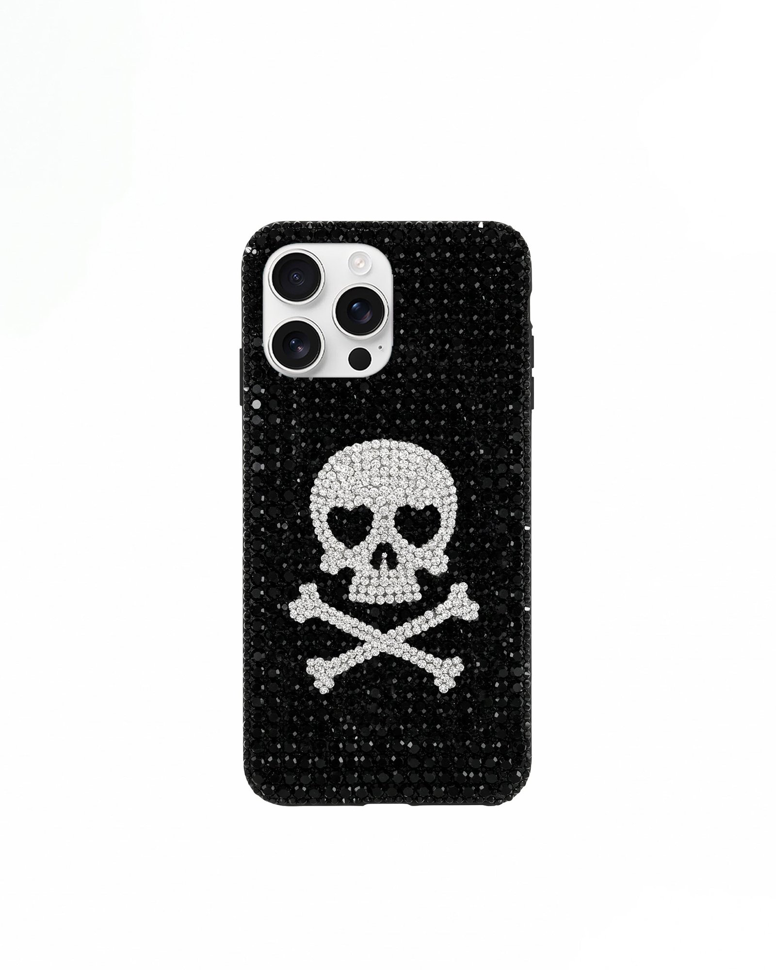 unnamed_1778b023-7993-4136-8f5b-052ca5eb5468 Skull Artificial Crystal Phone Case – Black - Image 1