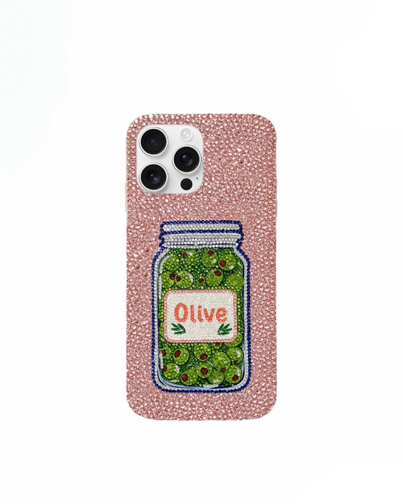 Olive Jar Artificial Crystal Phone Case – Pink - Image 1
