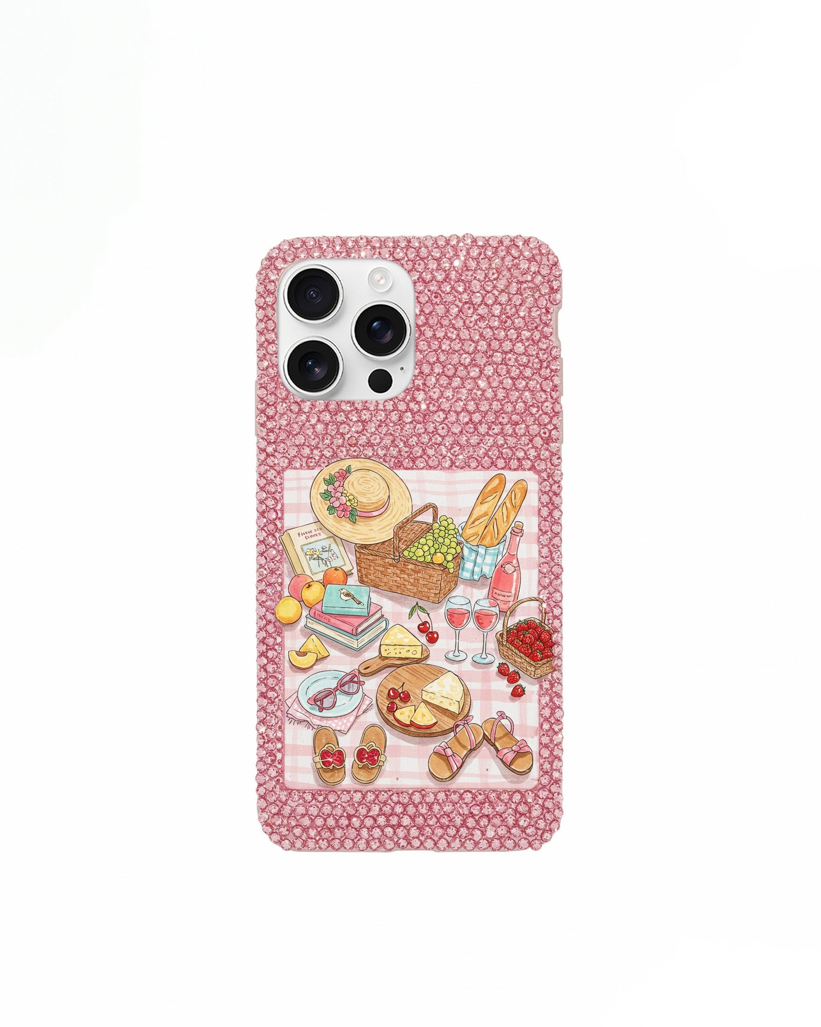 unnamed_21551cd2-274a-4bec-8a31-6e9dc74733a2 Picnic Art Artificial Crystal Phone Case – Pink - Image 1