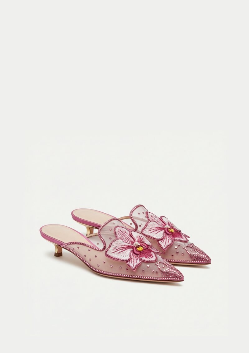 Lila Embroidered Mules – Pink - Image 1