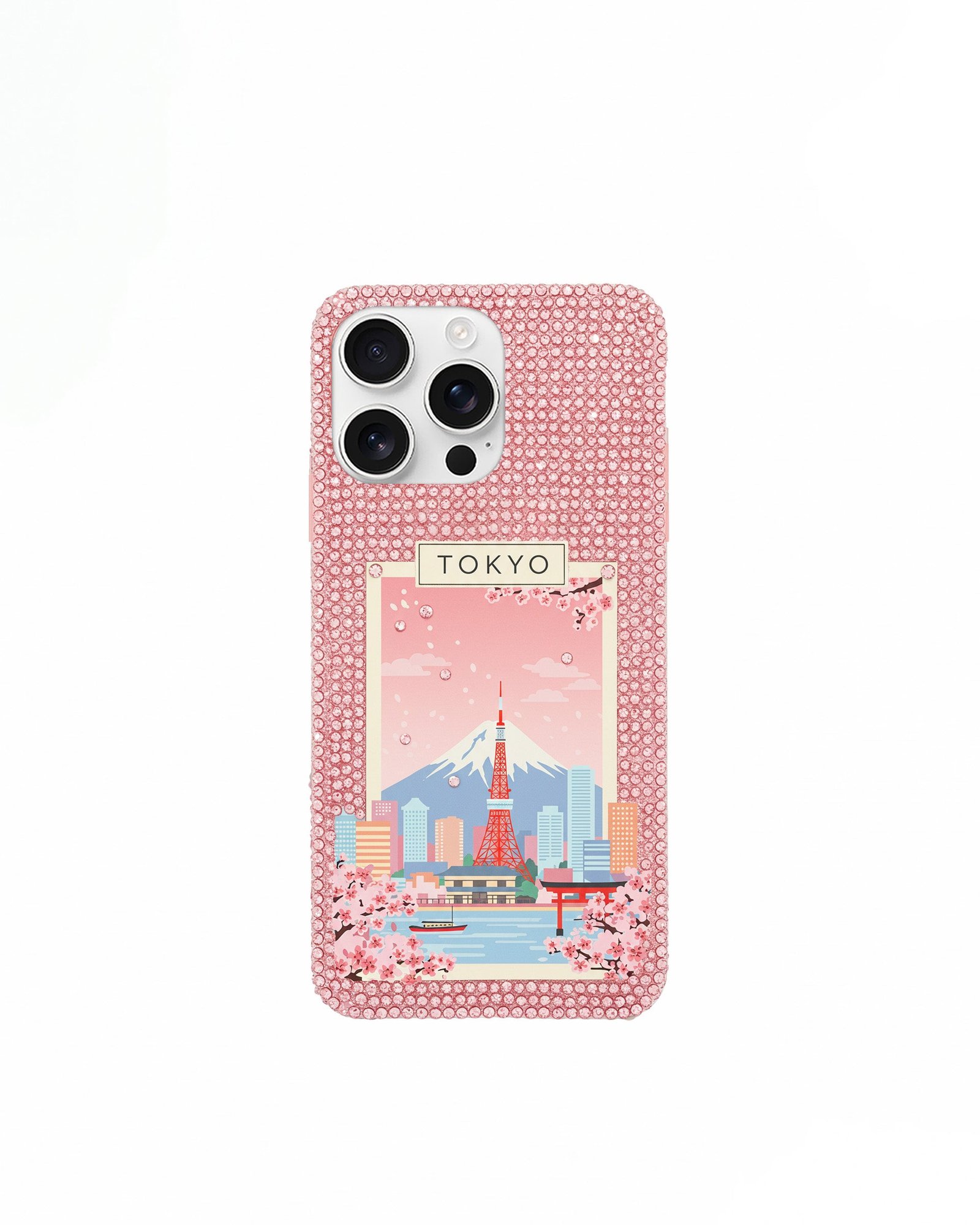 unnamed_2f306184-8475-4f9b-ad22-4172adf3352e Tokyo Sakura Artificial Crystal Phone Case – Pink - Image 1