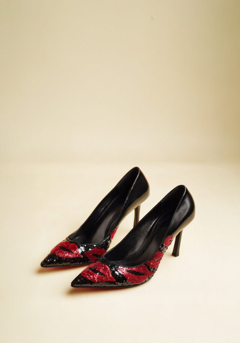 Nina Sequin Pumps – Black - Image 1