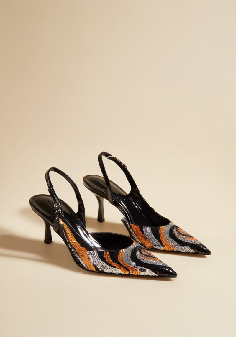 Sierra Sequin Slingback Pumps – Black - Image 1