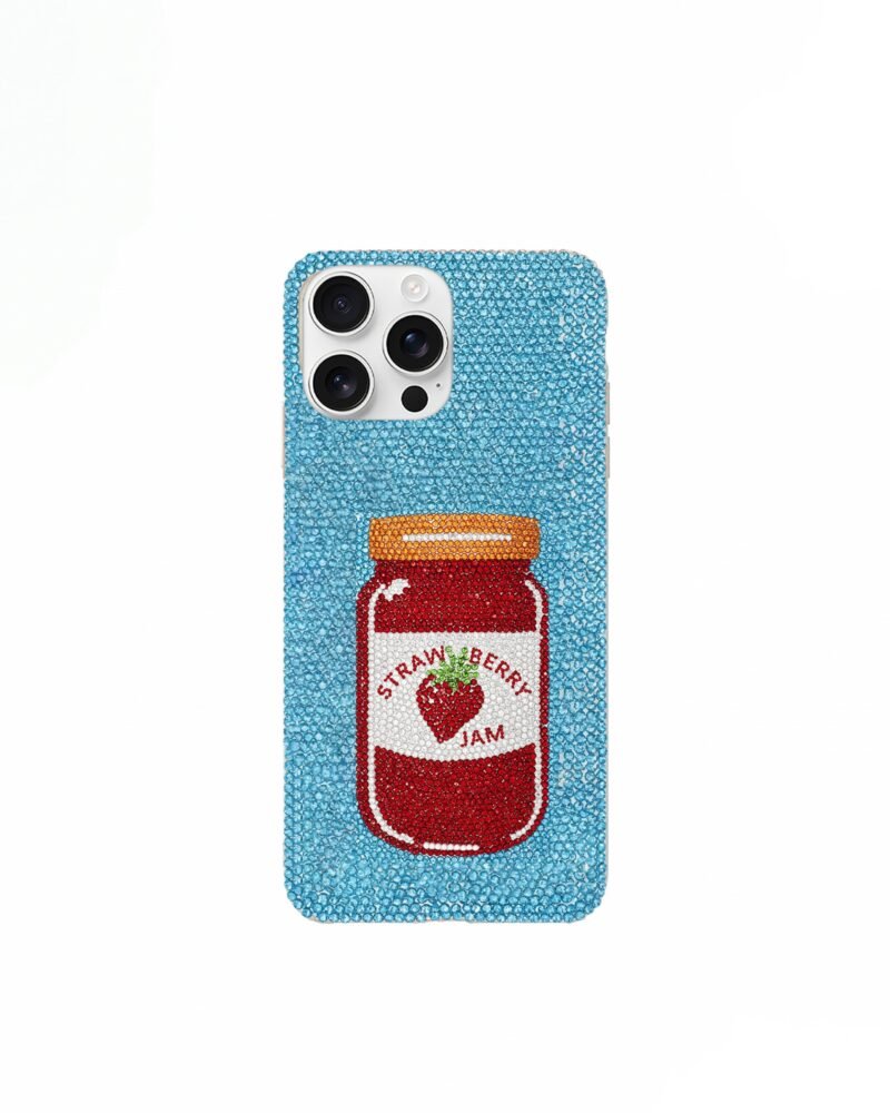 Strawberry Jam Jar Phone Case – Blue - Image 1