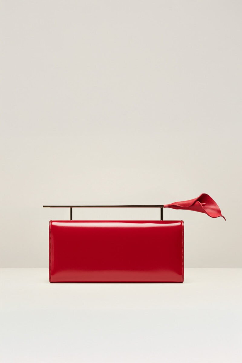 Lana Minimal Metal Handle Clutch - Red - Image 1