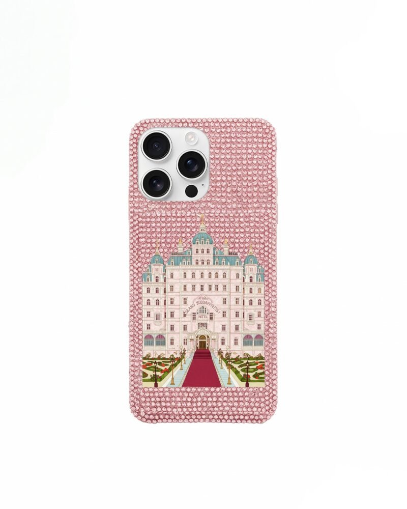 Palace Illustration Artificial Crystal Phone Case – Pink - Image 1