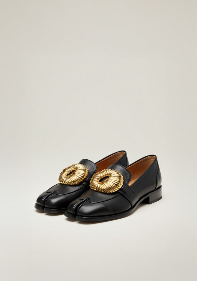 Sophie Gold Ornament Loafers – Black - Image 1