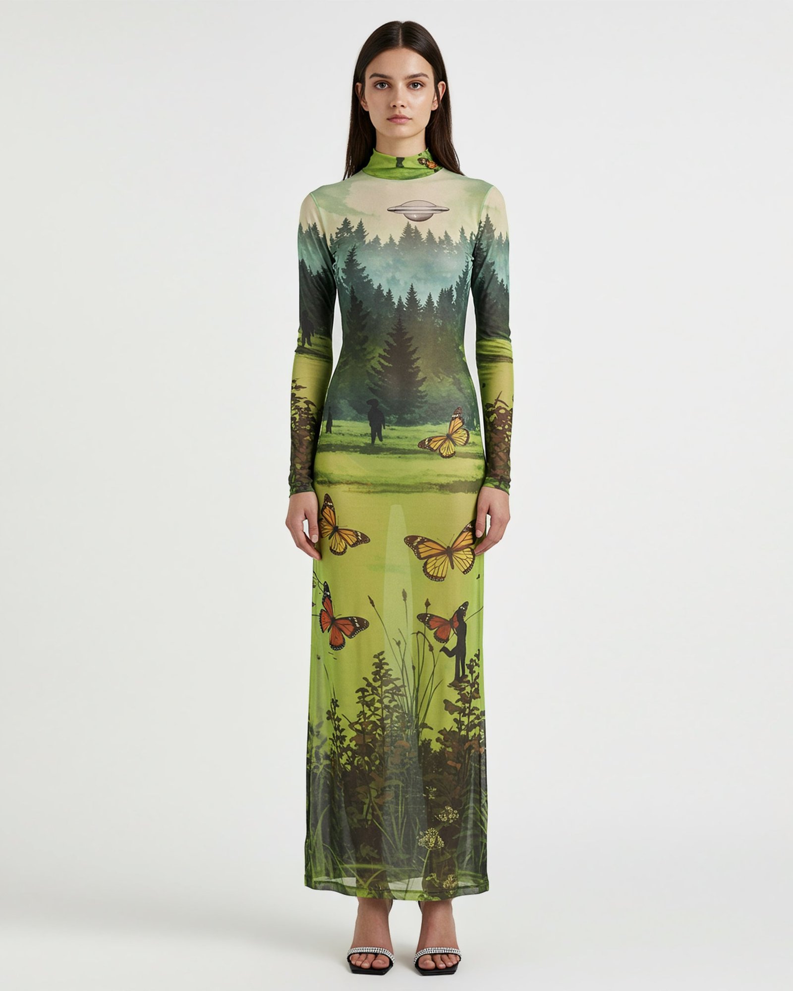 unnamed_d164c039-48f0-49a5-88e8-b4fd678363be Landscape Print Mesh Maxi Dress – Green - Image 1