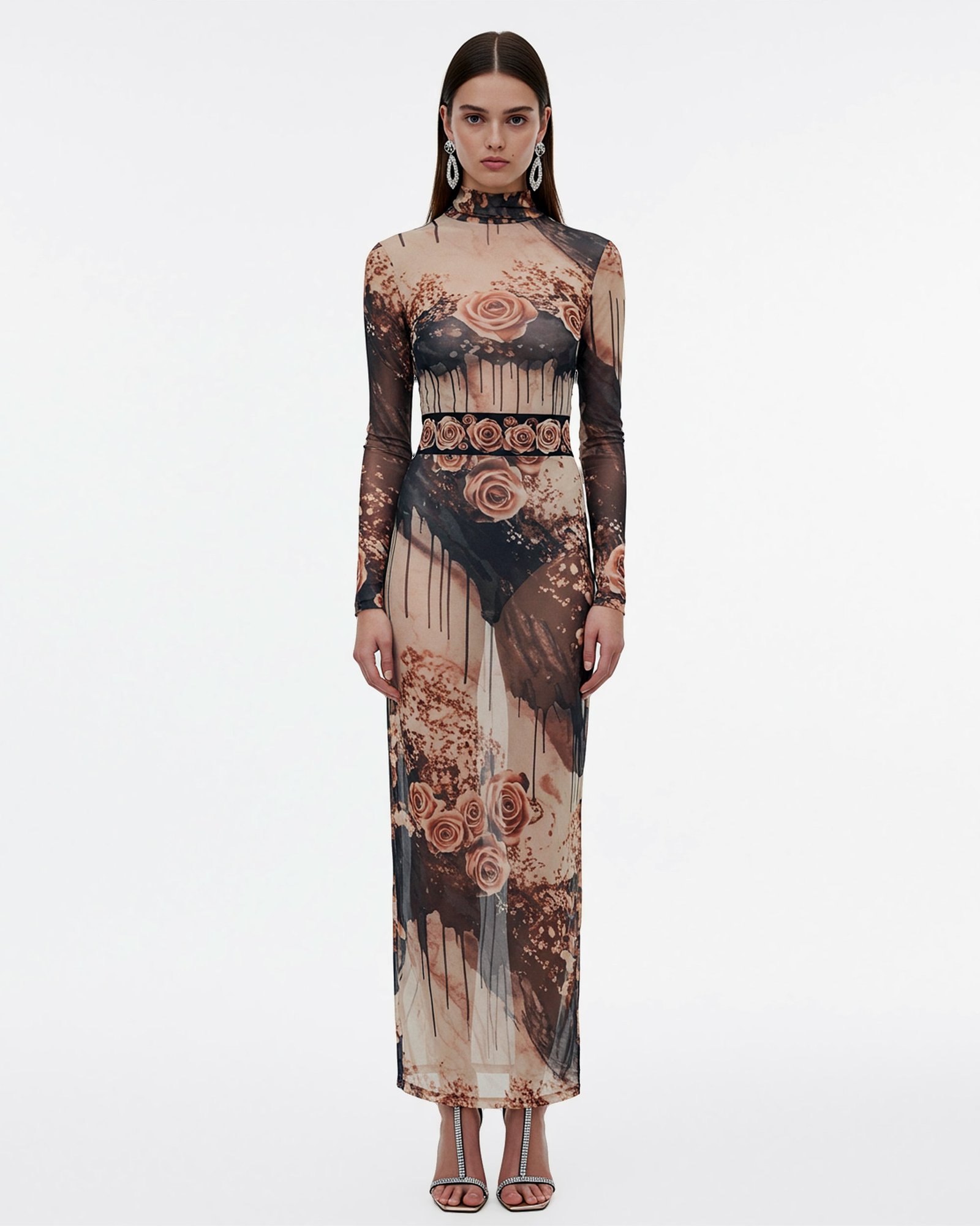 unnamed_d435da29-4450-452b-937b-3e49156c43f5 Sheer Rose Print Mesh Maxi Dress – Neutral - Image 1