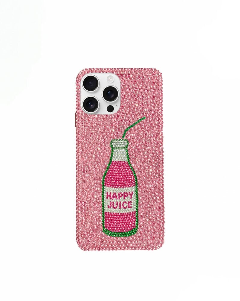 Juice Bottle Artificial Crystal Phone Case – Pink - Image 1