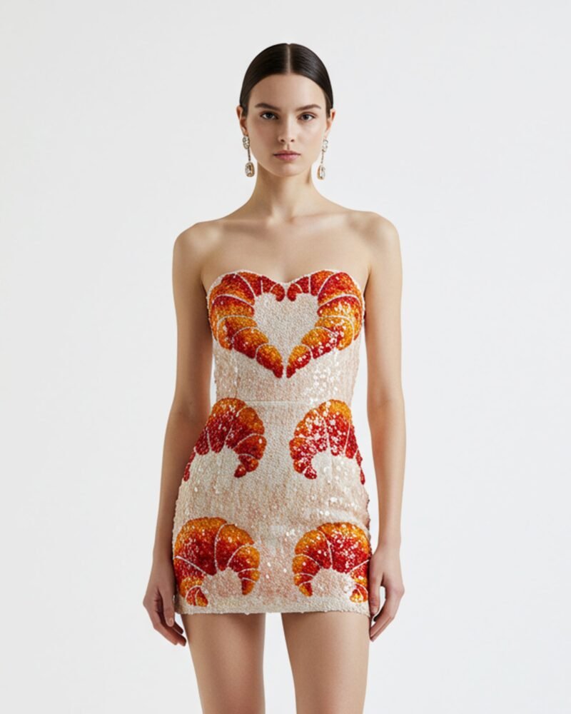 Sequin Croissant Strapless Mini Dress – MultiColor - Image 1